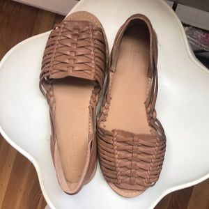 Open toed woven flats